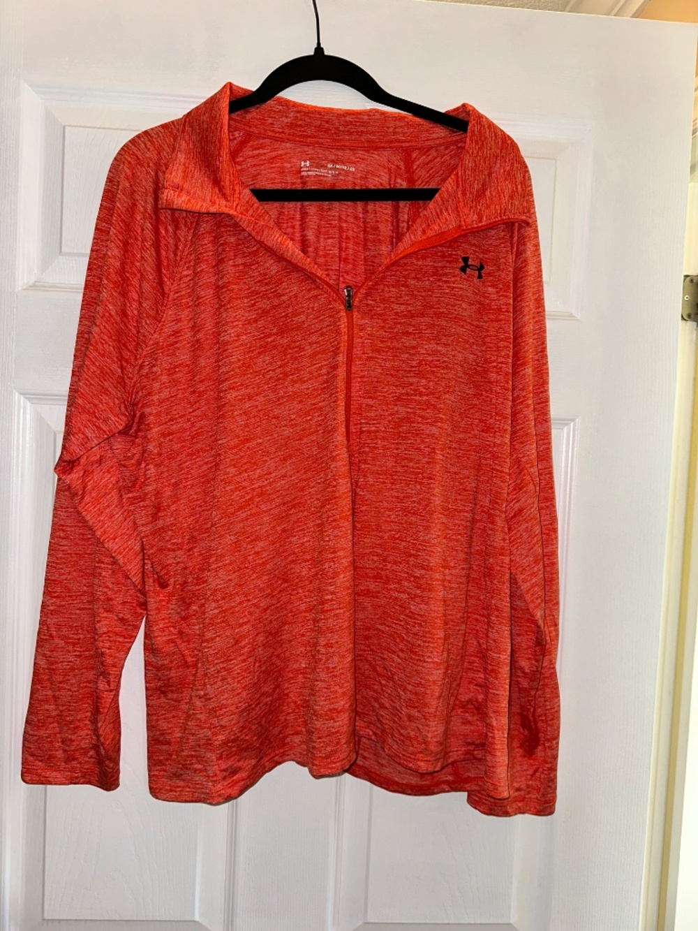 Bright Orange Heathered Under Armour 1/4 Zip Pullover Long Sleeve Top Sz 2X